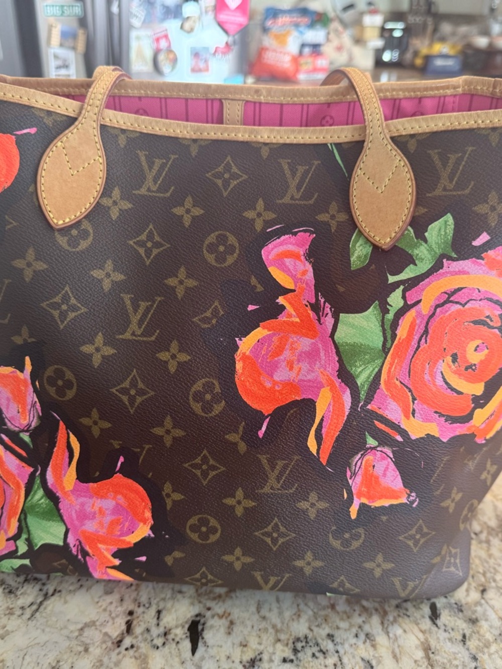 Louis Vuitton Monogram Tote with Pink & Orange Floral Print